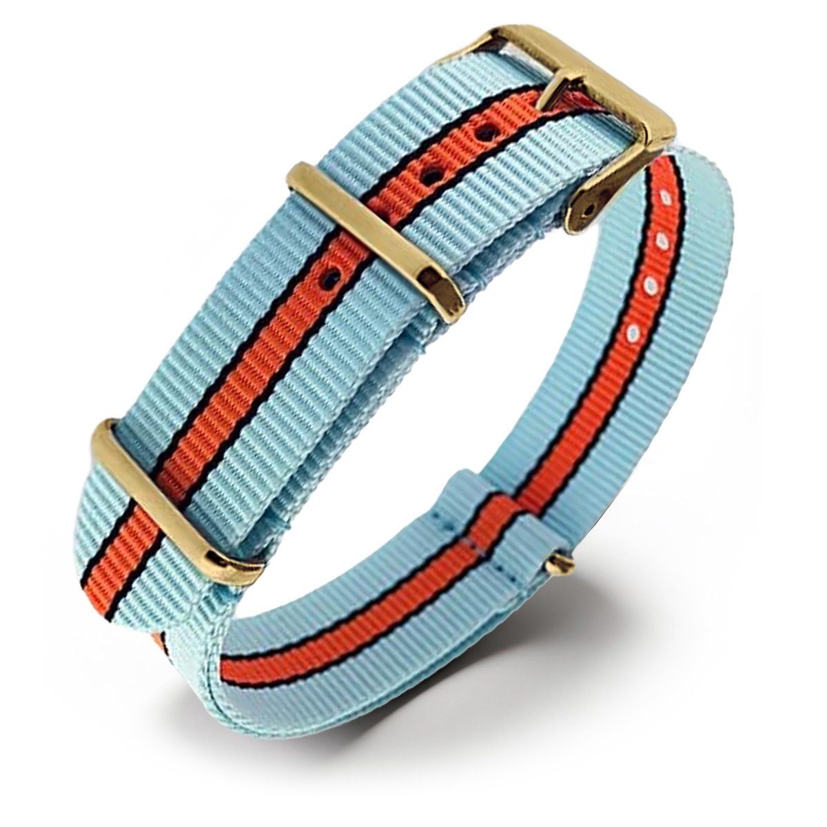 NATO Horlogeband G10 Military Nylon Strap - Gulf Le Mans -Goud Staal - 20mm