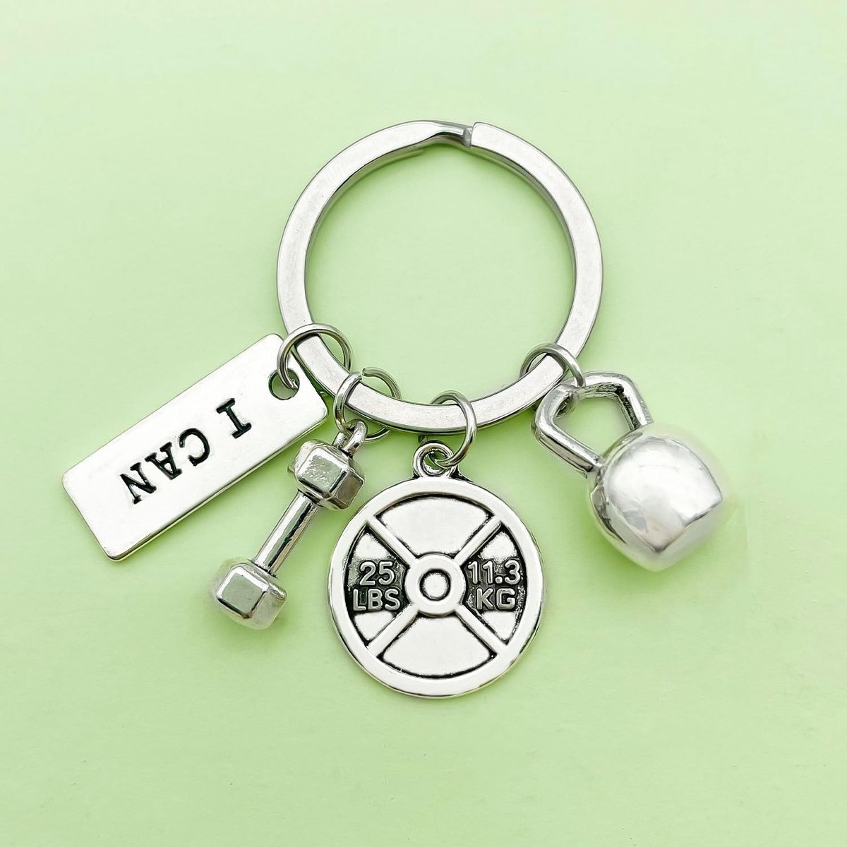 Store_7 - Sleutelhanger fitness - Dumbbell halter en kettlebell - Stijlvol en lichtgewicht - Zilver - Uniek cadeau voor sportliefhebbers - Geschikt... – foto 3
