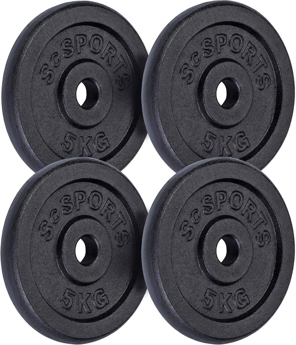 ScSPORTS® 20 kg Halterschijven set - gietijzer - 30 mm - 4x5 kg - Gewichten