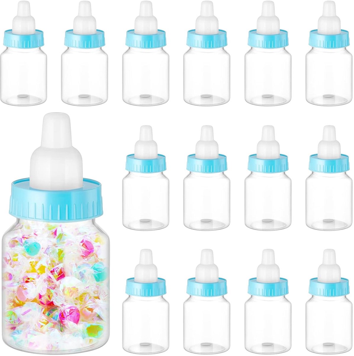 36-Delige Mini Snoepflesjes Bedankjes - Baby Shower Decoratie - 9cm - Blauw