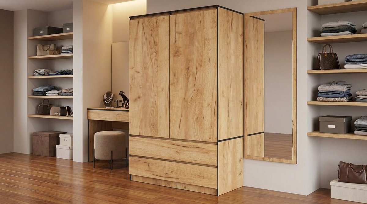 Kledingkast - Eiken - 90x180x51 cm - Arqam