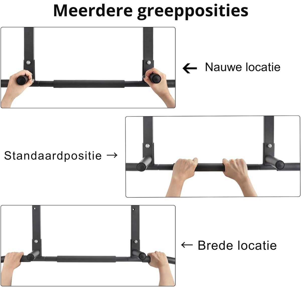 YOR® Pull Up Bar - Wasstrips - Pull Up Station - Zwart - ‎ 43cm x 15cm x 11cm thumbnail 7