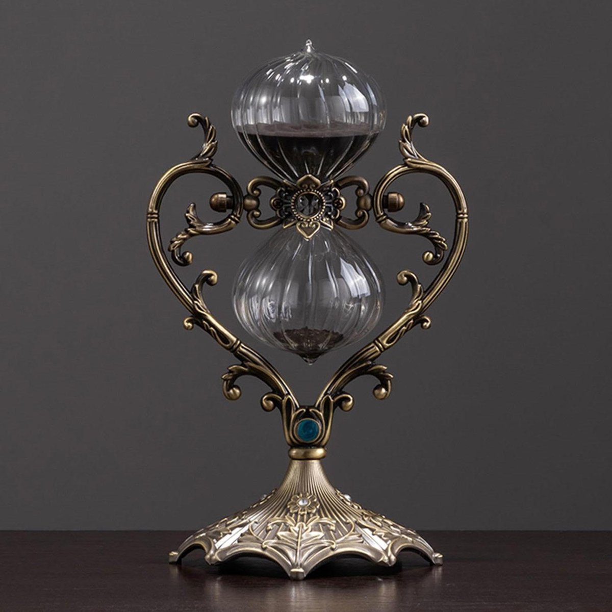 Zandloper Timer - Zandklok Decoratie - Tijd Meten - 360° Roteerbaar Frame - 30 Minuten - Brons