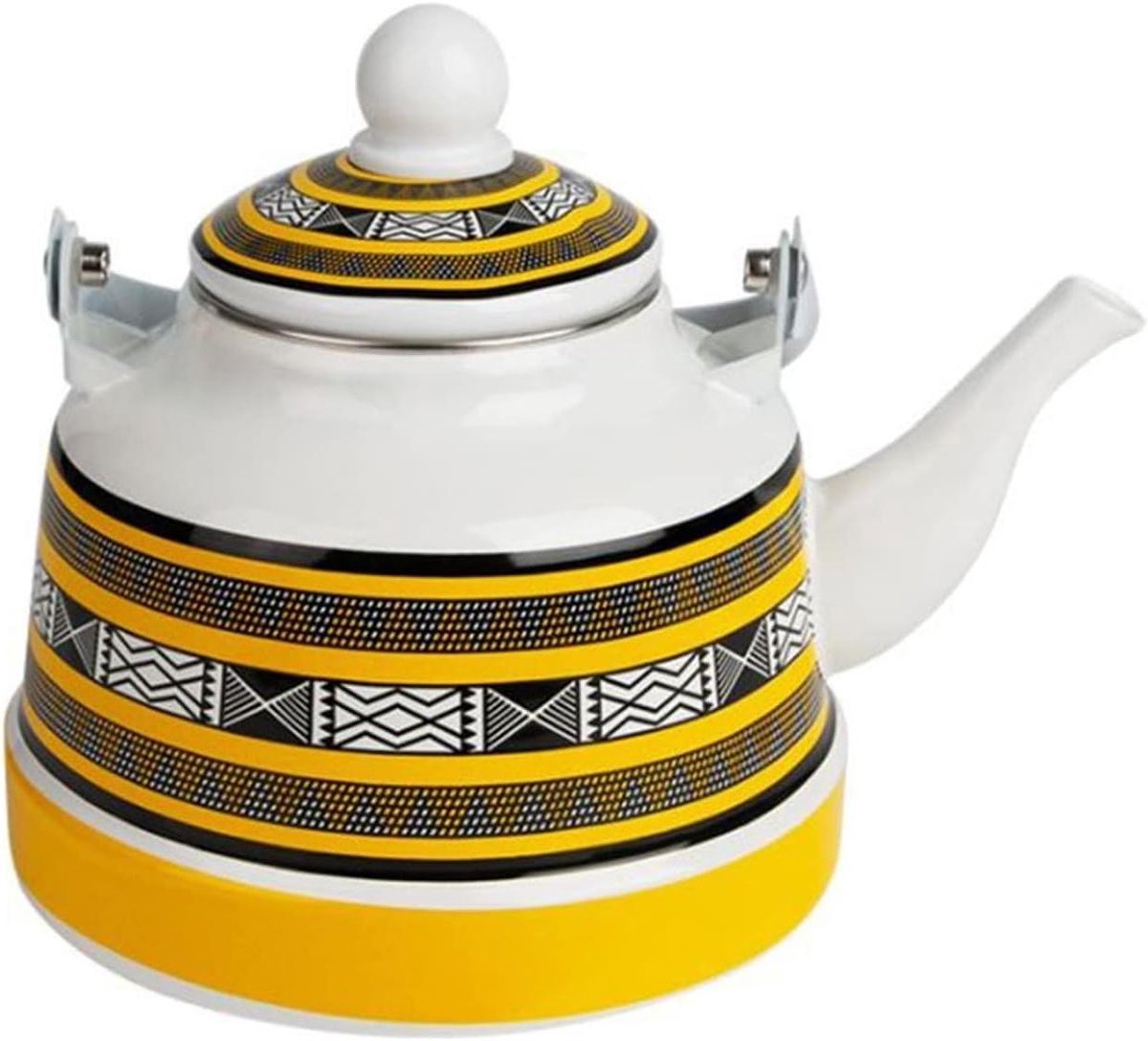 Koffiepot Emaille Ketel - Theepot Streep - Koffie en Thee - Grote Capaciteit - Geschikt vo