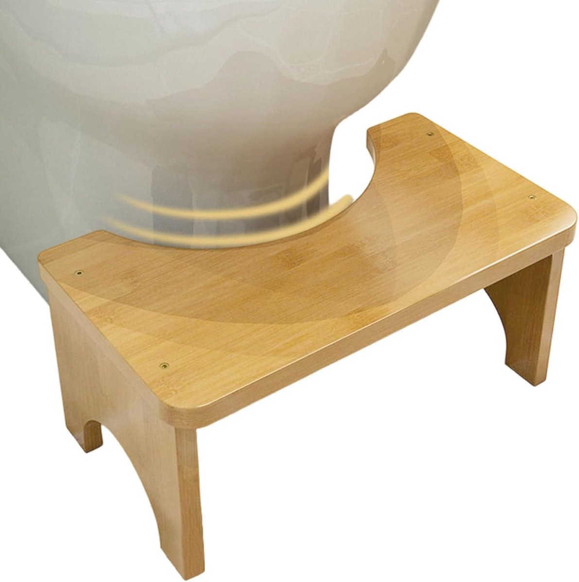 Toiletkruk - Houten opstapje - Comfortabel zitten - Ergonomisch ontwerp - 37 x 20 x 17 cm - Houtkleur