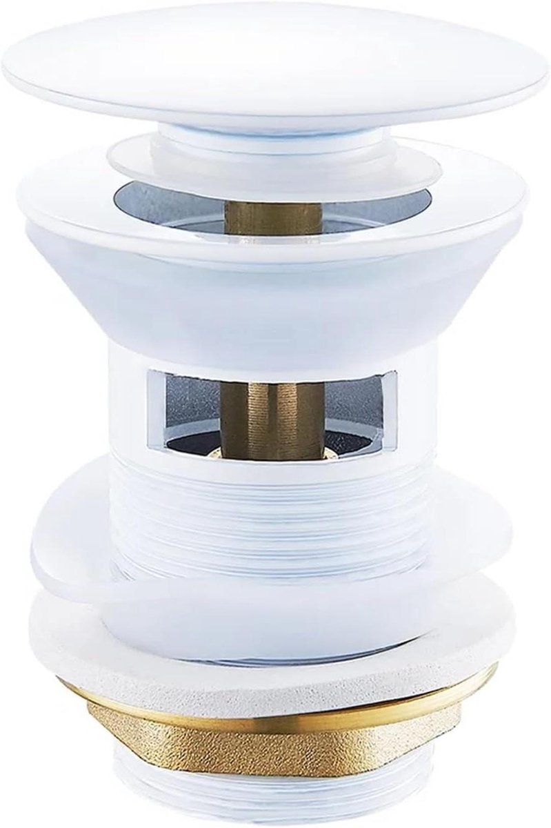 Spoelbakplug - Afvoerstop - Badkamer Keuken - Pop-up mechanisme - Universeel - Wit