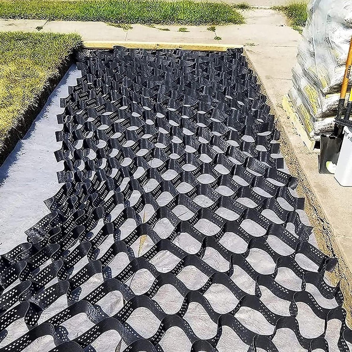 Grind Stabilisator Rooster - Oprit Tegels - Opritten Aanleggen - Hoge Zijdelingse Kracht - 1 x 6 m - Zwart