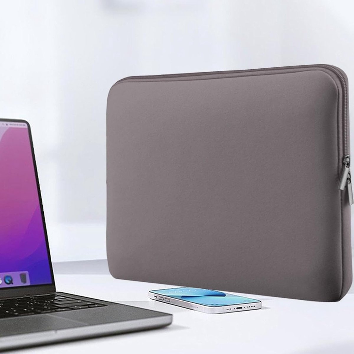 Laptophoes - Notebook tas - Digitale bescherming - Waterdicht neopreen - 11-15 inch - Grijs