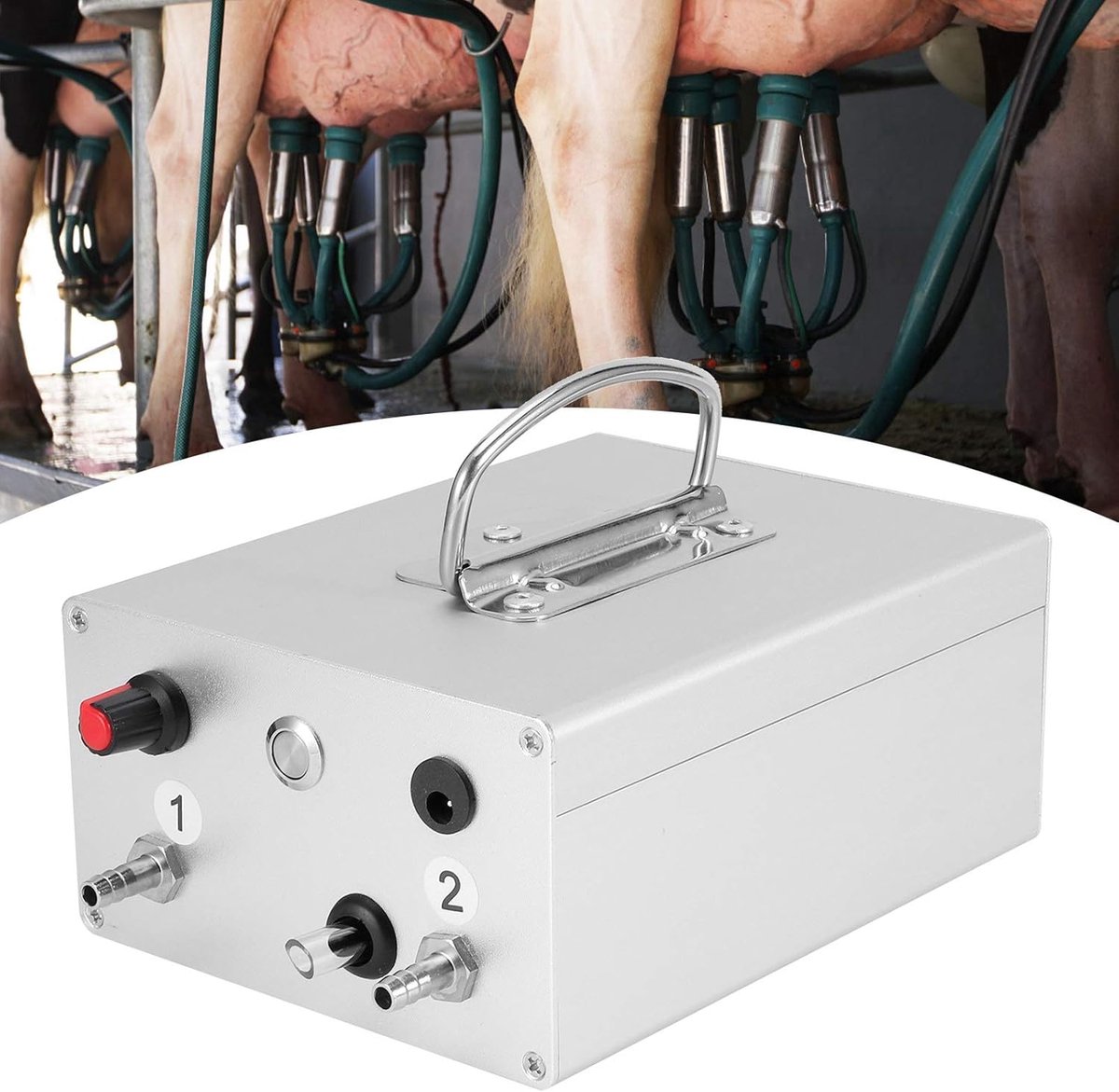 Vacuümpomp Melkmachine - Pulserende Pomp - Veestapel Melken - Verstelbare Pulsatie - 28.98 cm - Zilver