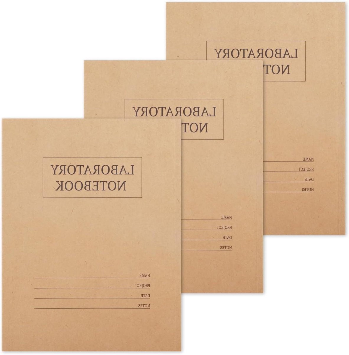 Laboratorium Notitieboek - Kopieerboek - Wetenschappelijk Onderzoek - Carbonless Dubbele Pagina's - 3 Pak 8.5x11 Inch - Bruin