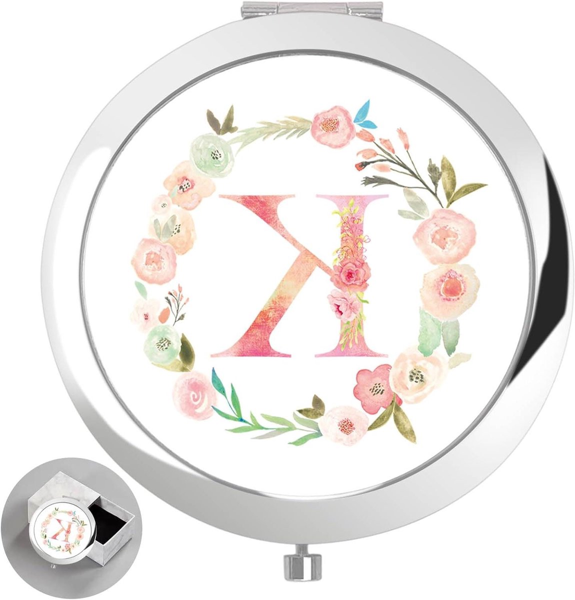 Gepersonaliseerde Spiegel - Cadeau Spiegel - Make-up Aanbrengen - Met Gravure - 2-3/4 Inch - Zilver