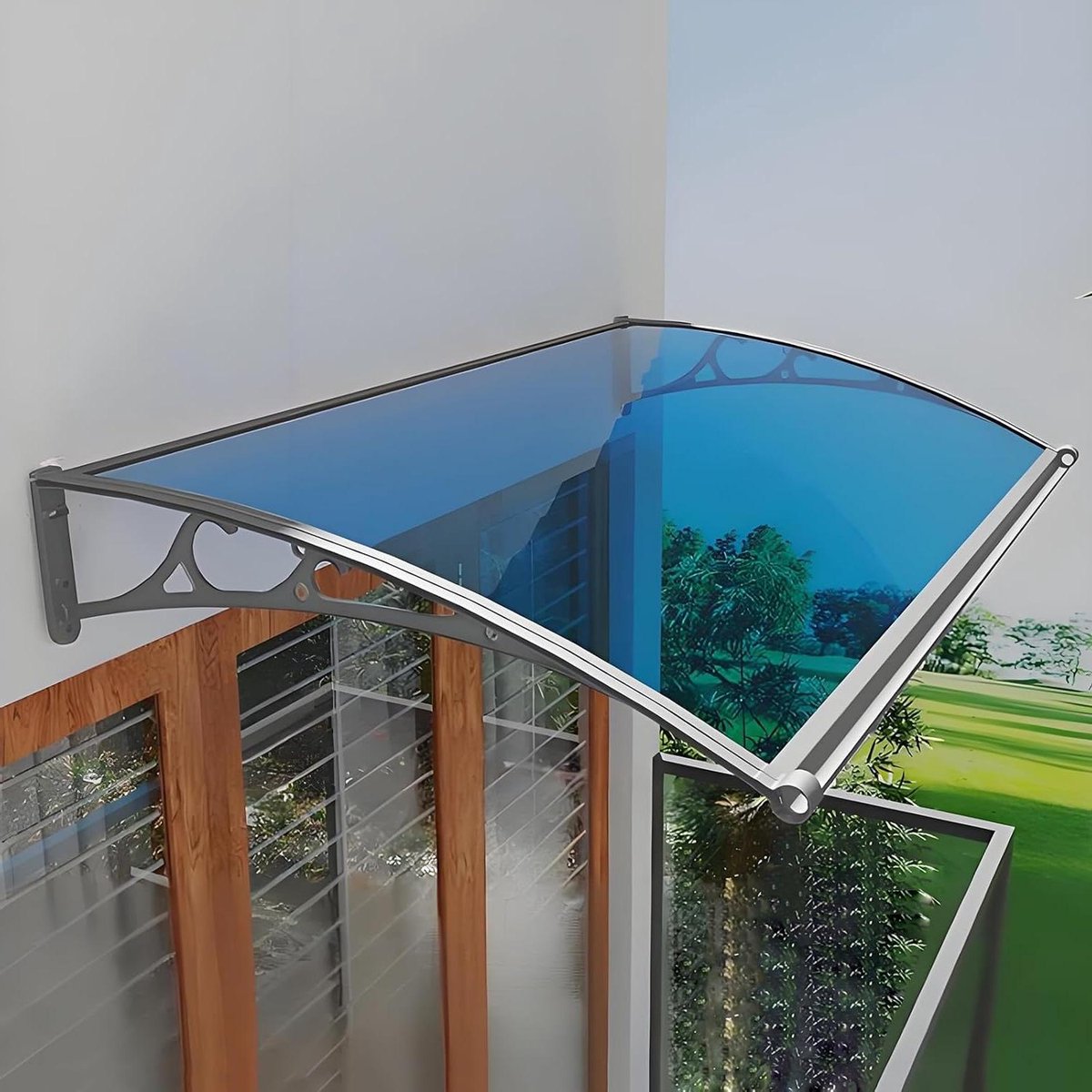 Buitenluifel - Terrasoverkapping - Bescherming tegen regen - Aluminium frame - 50 x 80 cm - Blauw