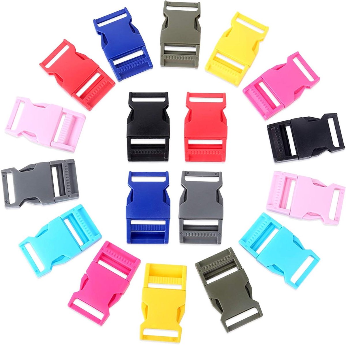 Plastic Gespen - Zijsluitingen Riem - Doe-het-zelf Projecten - Stevig Duurzaam Materiaal - 1 Inch Band - Multicolor