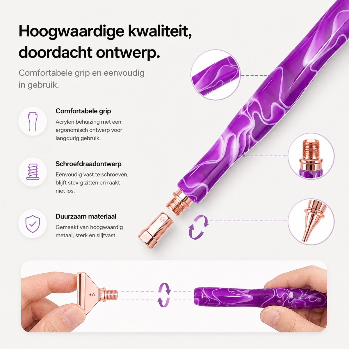 BOTC Diamond Painting Art pen Kit - Dot Pen Kit - 5D Diamond Paint- met Gereedschapstoebehoren - Paars — afbeelding 2
