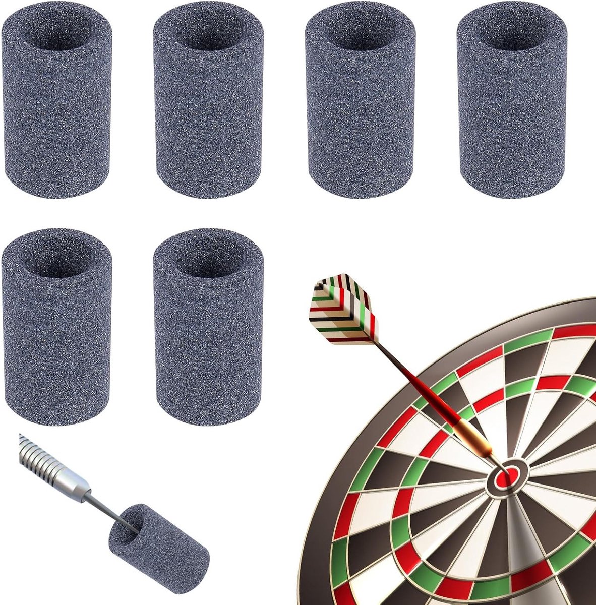 Dartpuntenslijpers Set - Dartpijl Onderhoud - Scherpe Darts Houden - Verwijdert Metalen Bramen - 6 stuks 2.5x1.5 cm - Grijs