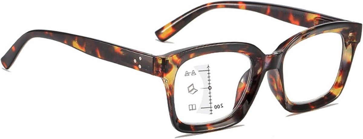 Bril met dik frame - Leesbril multifocus - Zichtverbetering - Blauwlichtfilter - Lensbreedte 50mm - Niet gespecificeerd