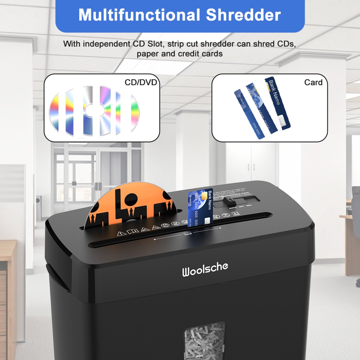 Re-purelife® papiervernietiger 8 vellen | documentvernietiger van ABS en kunststof | cross-cut met P-4 veiligheidsniveau | compacte shredder voor thuis en kantoor | zwart 31 x 16 x 38 cm thumbnail 2