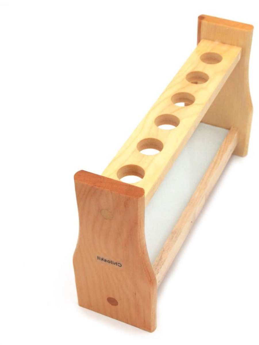 Houten testbuisrek voor 10ml en 25ml testbuizen - Lab accessoires, penhouder en organizer