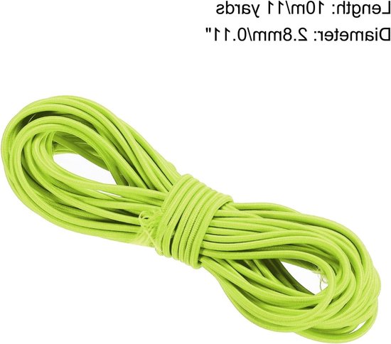 Dikke Elastische Koord van 2.8mm - 11 Yards Lang Rubber Touw voor Handwerken, Kamperen en DIY Projecten - Fluorescent Geel — afbeelding 5