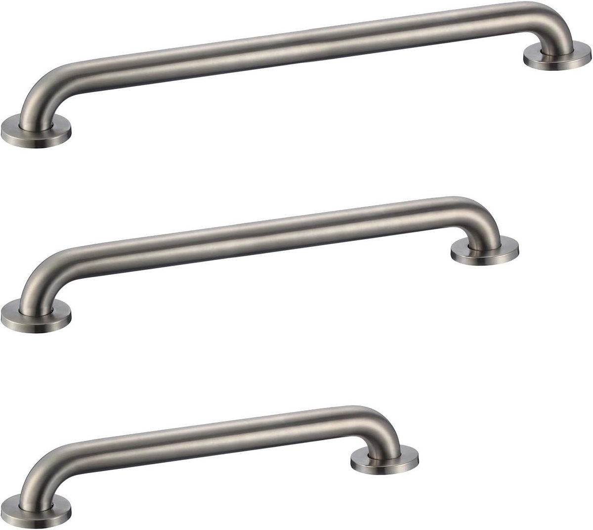 Grijpstang Set - Steunbeugel Badkamer - Veiligheid Thuis - Verbergbare Flens - 3 Stuks - Geborsteld Staal