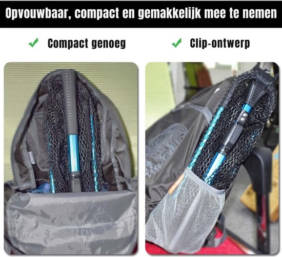 YOR® Schepnet Vissen - Visnet - Telescoop Schepnet - Duurzaam Net met Rubberen Coating - Blauw - 40cm x 40cm x 1cm van Merkloos — afbeelding 4