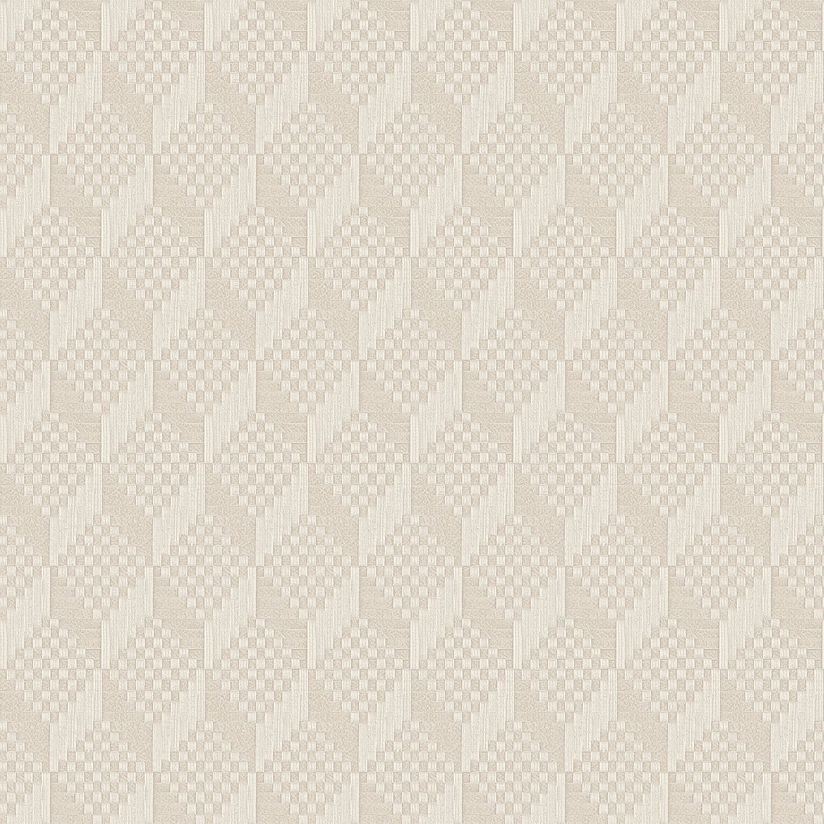 3D behang Profhome GR322302-DI vliesbehang hardvinyl warmdruk in reliëf gestempeld met ruitvormig patroon subtiel glanzend crème parelmoer-grijs zijdegrijs 5,33 m2