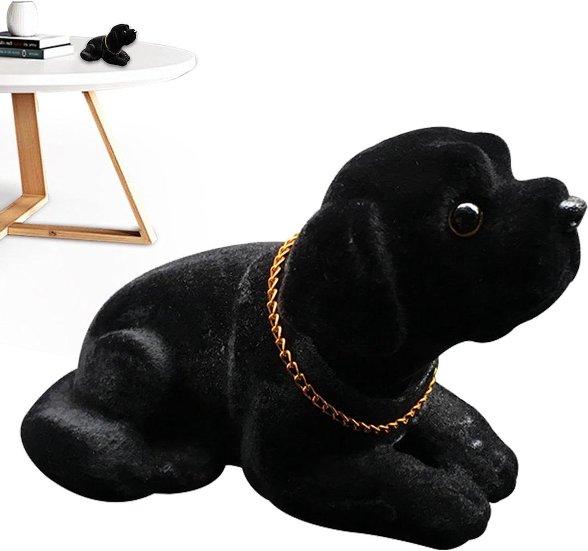 Hond Bobblehead - Dashboard decoratie - Auto interieur - Dobberend hoofd - 16 cm - Zwart