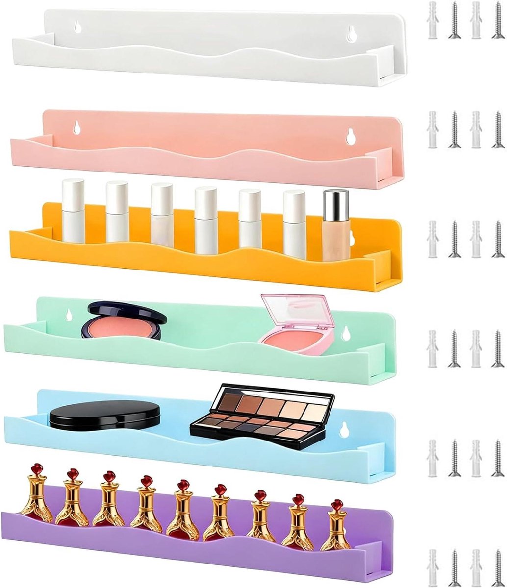 Acryl Opbergrek - Zwevende Planken - Nagellak Presenteren - Elegant Pastel Design - 6 Delig - Pastelkleuren