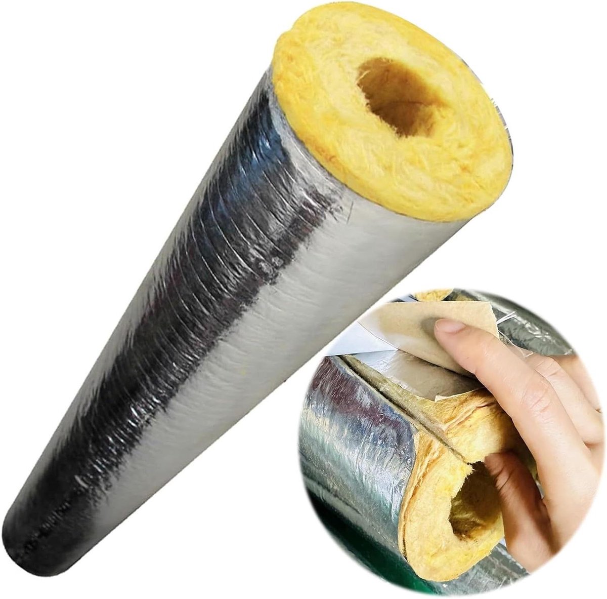 Isolatie Pijp - Glaswol Isolatie - Leiding Isoleren - Waterdicht Aluminium - 27-273mm Binnendiameter - Grijs