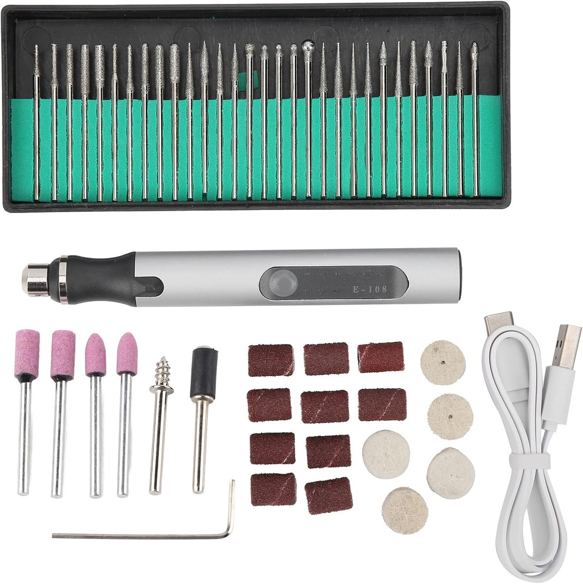 Micrograveerpen Elektrisch - Mini Gereedschap - Kleine Gravures Maken - Aluminium Legering - 3 Snelheden - Zilver