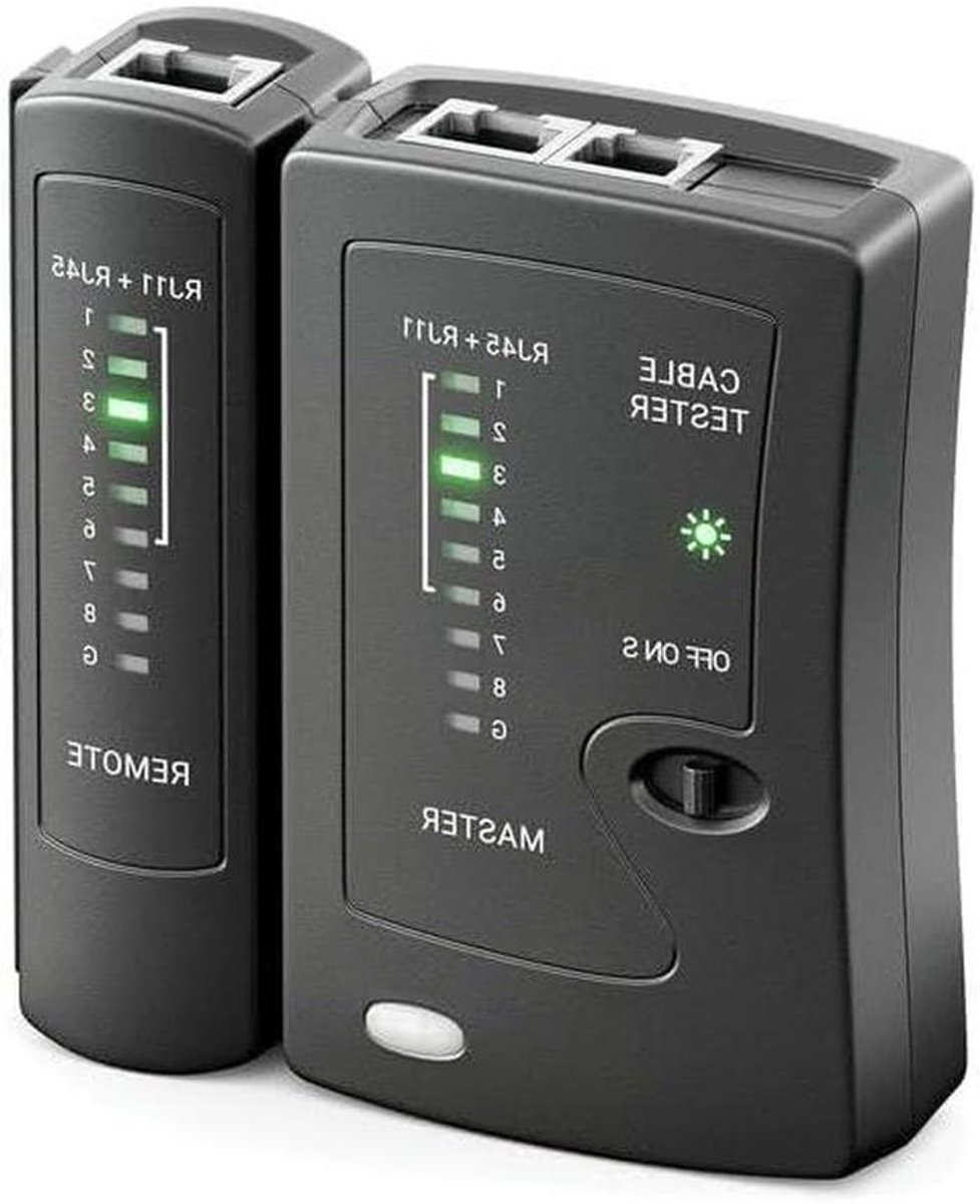Netwerk Kabeltester - LAN Tester - Netwerk Controleren - RJ45 RJ11 RJ12 - LED Display - Zwart