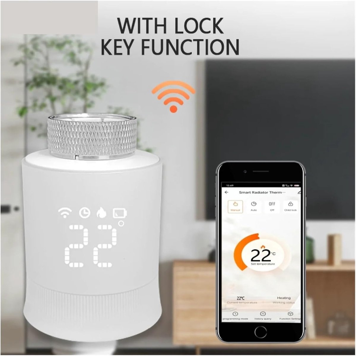 Thermostaatkraan - Radiatorkraan - Energie Besparen - App Bediening - M30x15mm - Wit