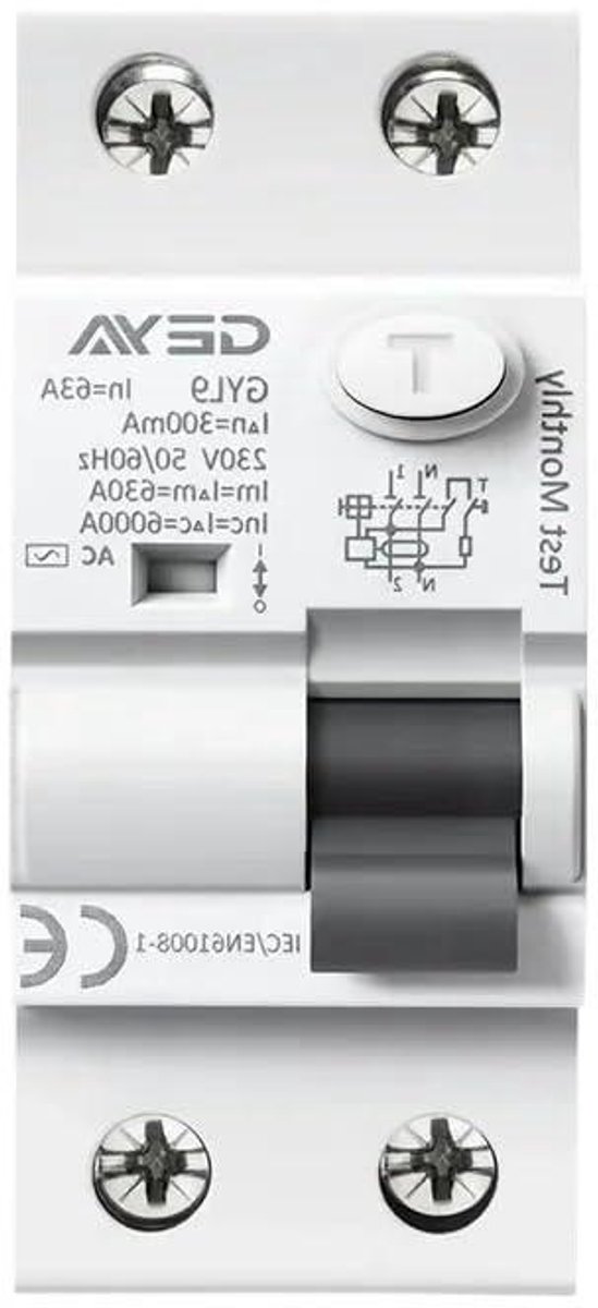 Aardlekschakelaar - Stroomonderbreker - Bescherming Elektrische Installatie - Compact Ontwerp - 2-polig 40A - Grijs