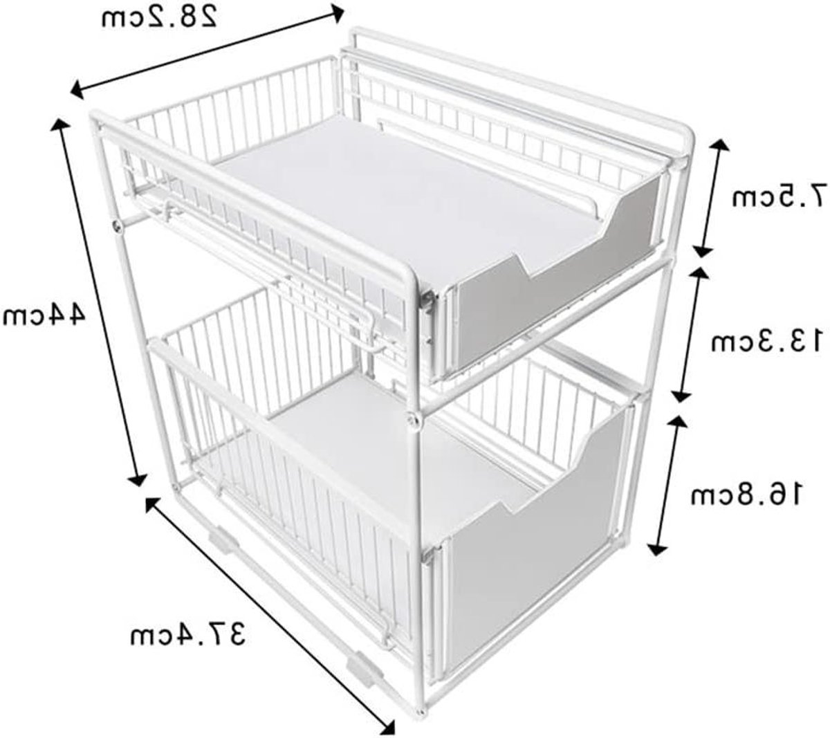 Schuifkast Organizer - Uittrekbare mand - Keuken opbergen - Grote capaciteit - 374 cm - Wit