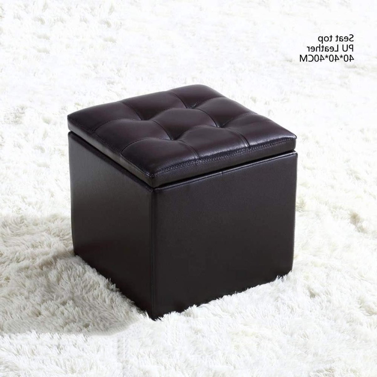 Houten Opbergpoef - Kruk Voetensteun - Extra Opbergruimte - Scharnierend Deksel - 40x40x40cm - Koffie
