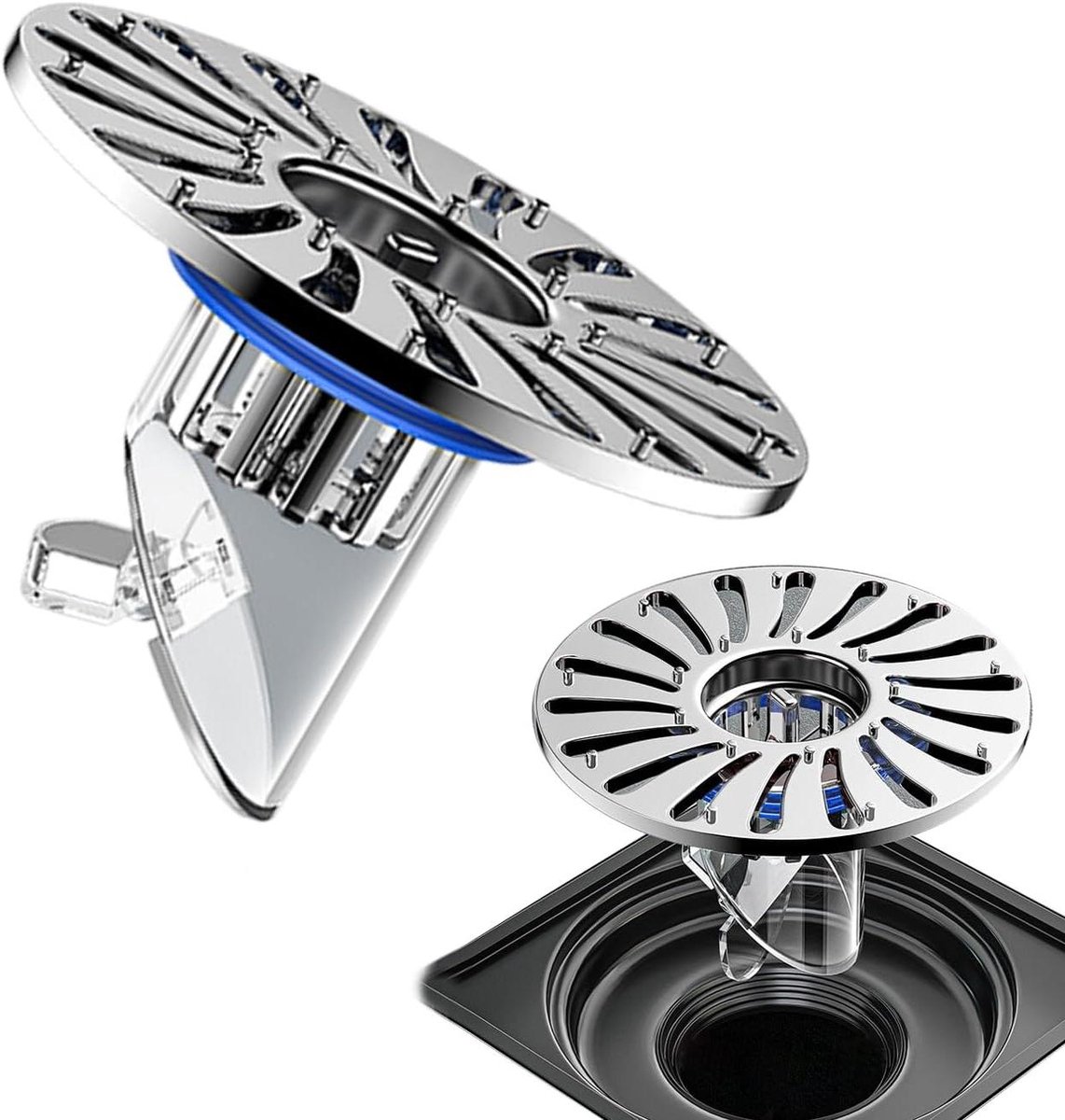 Afvoerplug - Doucheafvoer - Geurpreventie - Automatisch sluitend - 32-43mm diameter - Zilver
