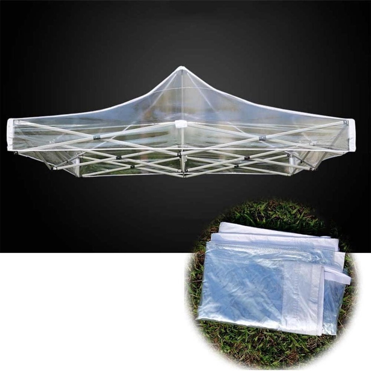 Gazebo Canopy Cover - Tentdak Vervanging - Buiten Beschermen - Waterdicht PVC Materiaal - 3x6m - Transparant