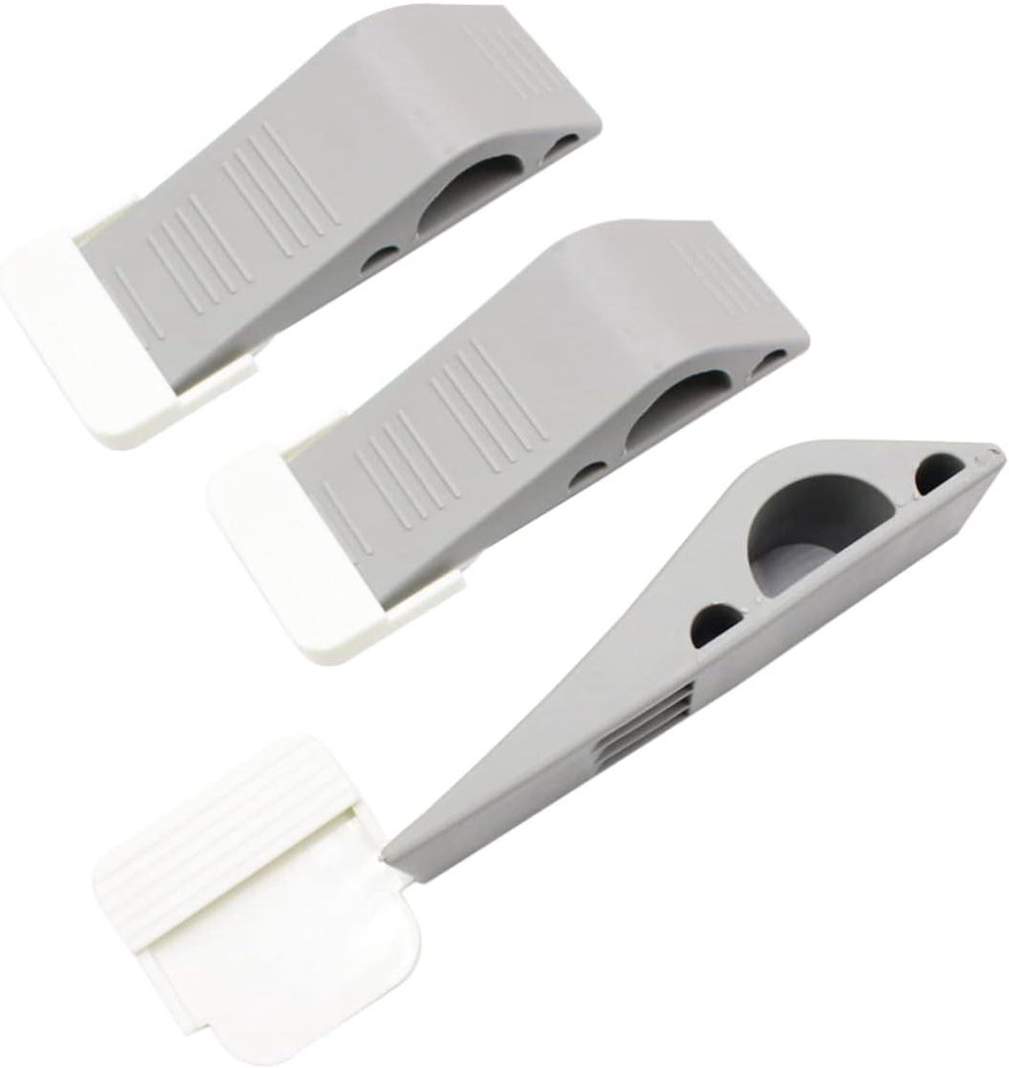 Deurstopper Set - Deurbeveiliger Wig - Deuren Open Houden - Antislip Rubber - 3 Stuks - Grijs