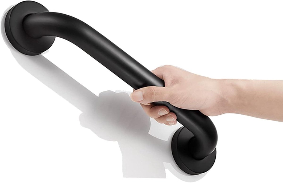 Douchebeugel - Wandsteun - Veiligheid in bad - Antislip mat oppervlak - 38 48 58 cm - Zwart