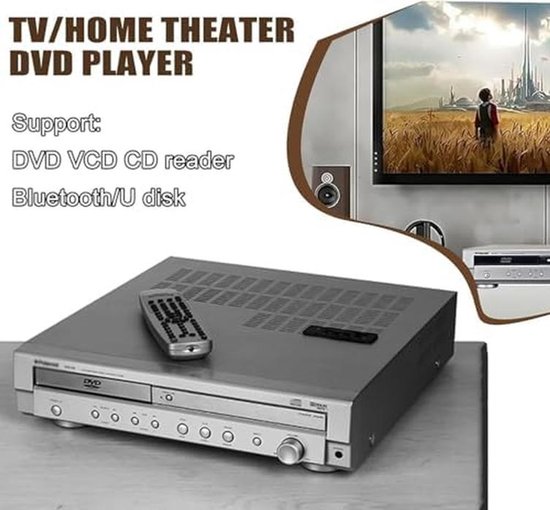 Home Theatre Versterker - Audio Receiver - Film Geluid - Ingebouwde DVD Speler - 36x36x9 cm - Zwart van home — afbeelding 4