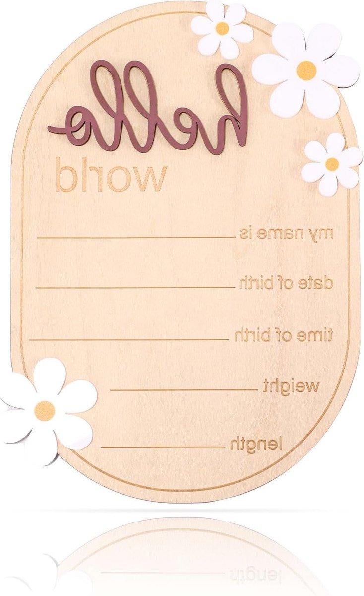 Houten Welkom Bord voor Baby Aankondiging, Gepersonaliseerd Geboorteaankondiging Bord voor Naam, Fotorekwisieten en Kraamcadeaus (Bruin)