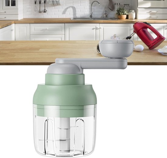 Knoflookhakker Keukenmachine - Mini Food Chopper - Snel Ingrediënten Snijden - Sterke Mengkracht - Compact Design - Groen — afbeelding 4