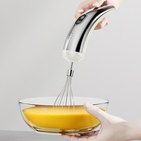 Elektrische Mixer - Draadloze Klopper - Thuis Bakken - Snoerloze Vrijheid - 18 cm - Zilver Wit — afbeelding 3