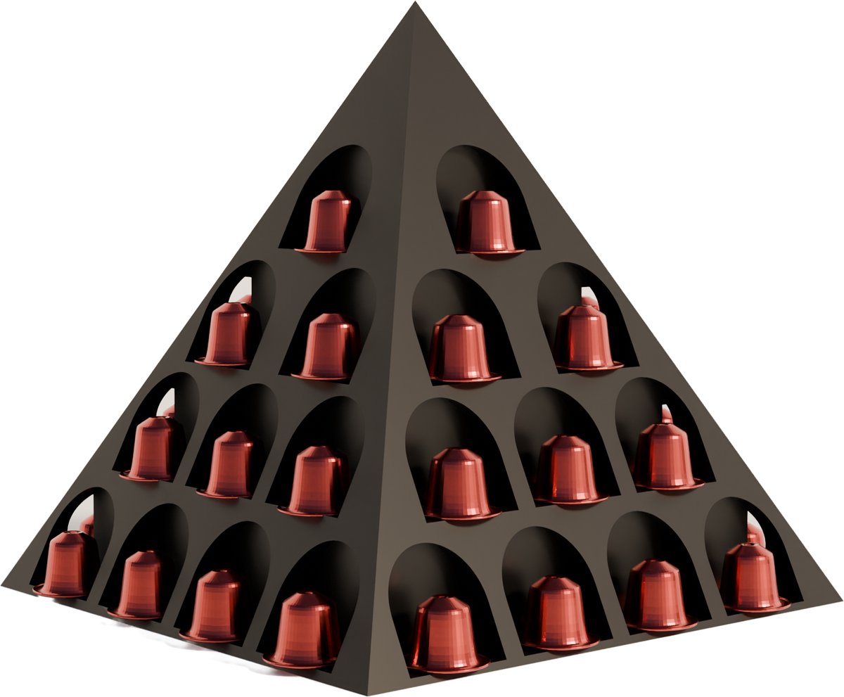 Fiastra Pyramid capsulehouder geschikt voor Nespresso capsules - capsule dispenser - koffiecup houder - zwart - 24 x 24 x 24 cm