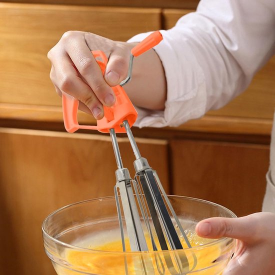 Handmatige Mixer - Keuken Ruitenbeater - Snel Ingrediënten Mengen - 2 Verwisselbare Koppen - 25 x 67 cm - Oranje — afbeelding 3