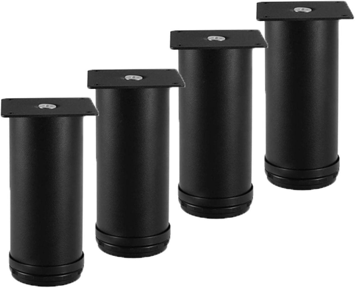 Meubelpoten Set - Tafelpoten Bankpoten - Meubels Versterken - Verstelbaar RVS - 25cm - Zwart