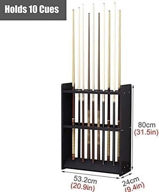 Keu Houder - Pool Organizer - Biljartkamer Inrichten - Massief Hout - 10 Keuen - Natuurlijk — afbeelding 4