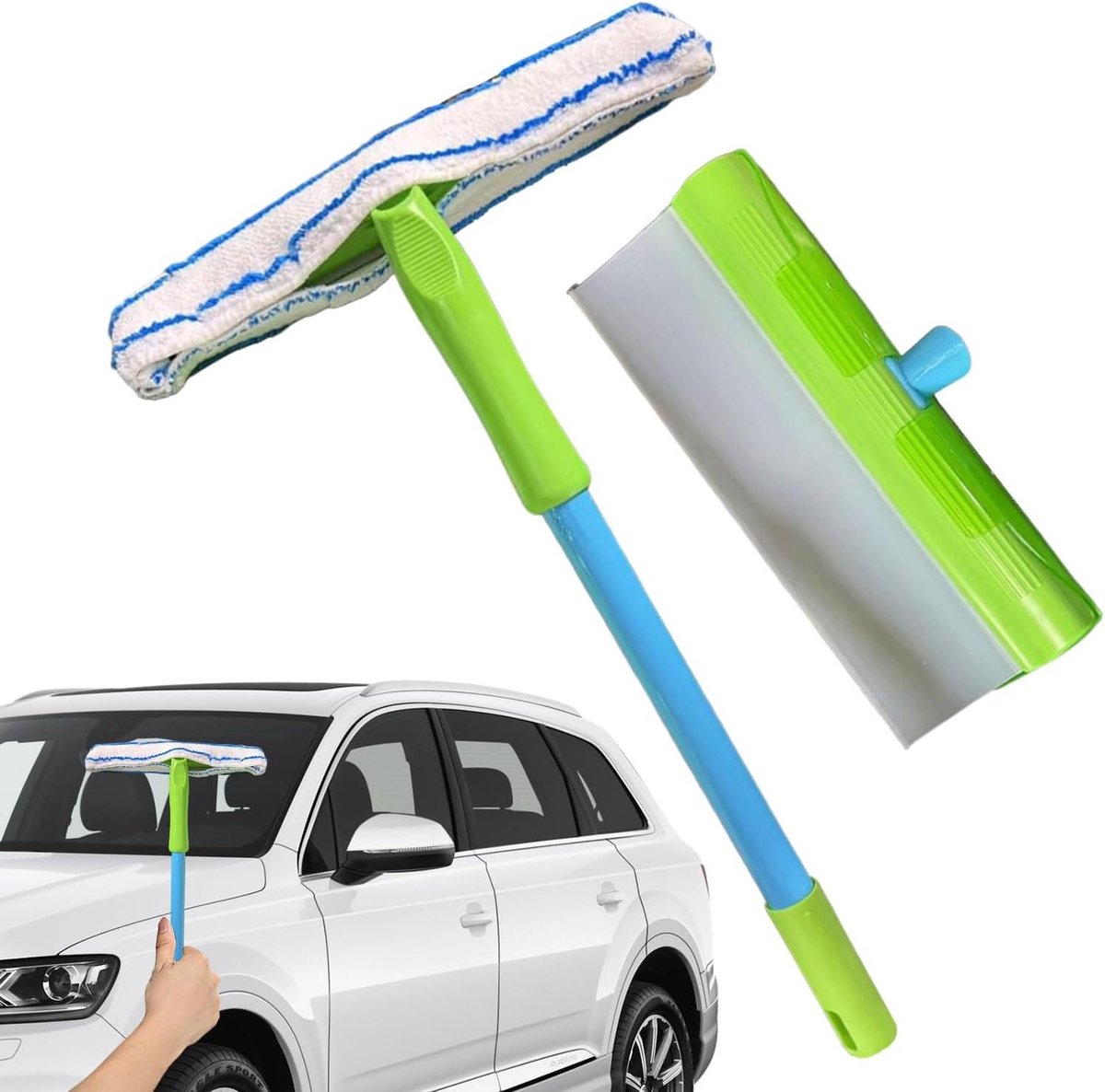 Raam Trekker - Gereedschap Reiniging - Autoruiten Schoonmaken - Ergonomische Grip - 39x30cm - Groen
