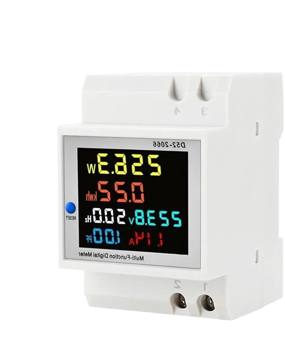 AC Spanningsmonitor - Energiedisplay - Energie Verbruik Meten - 6-in-1 Functies - 100 A - Zwart