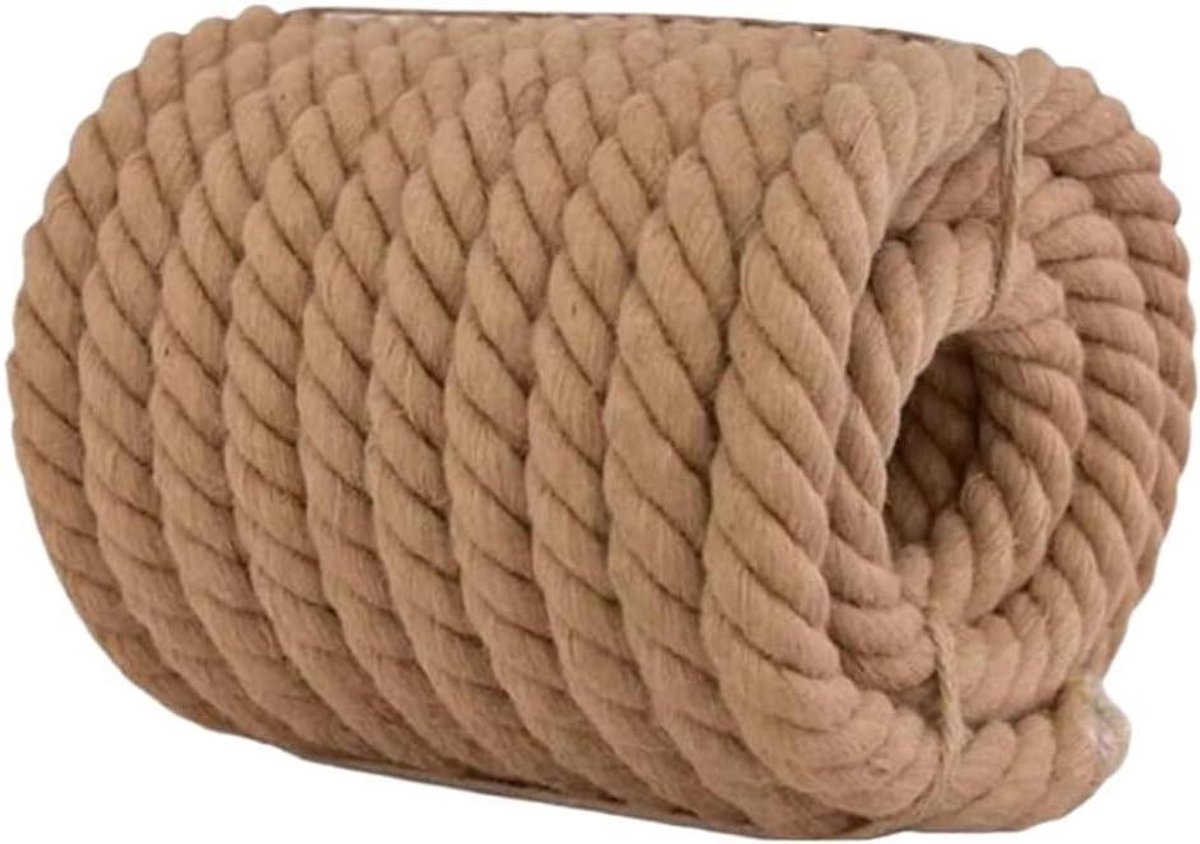 Natuurlijk Jute Touw - Hennep Touw - Decoratie en Klimmen - 4-Strengs Gedraaid - 22 mm Dikte - Bruin